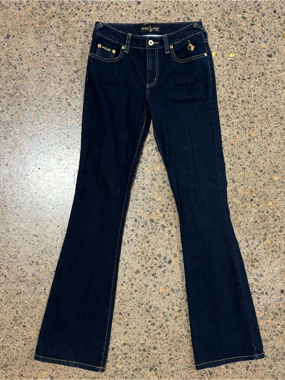 2000s Baby Phat Bootcut Jeans (1) Y2K, Flare, Embroidered, Denim, Blue, Gold - Picture 2 of 7